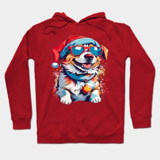 Christmas dog waring Christmas hat Hoodie